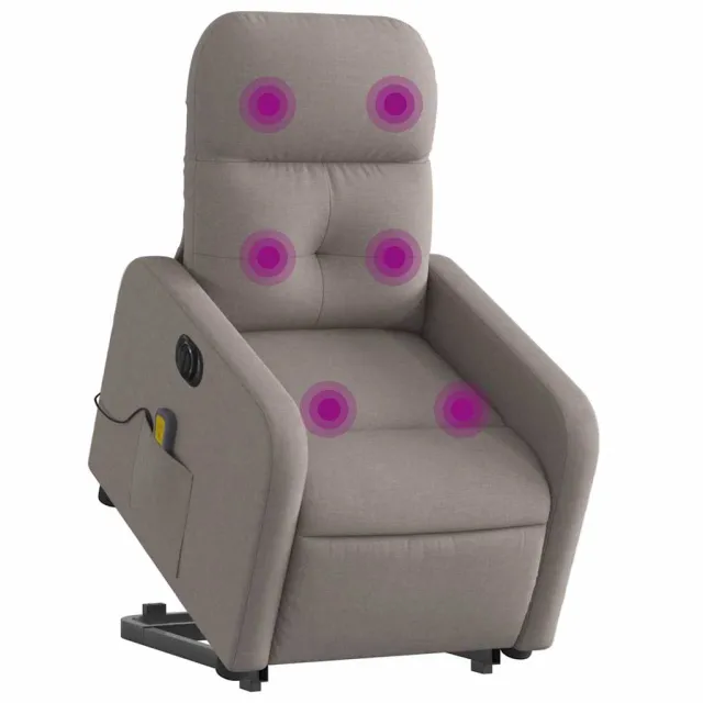 Fauteuil inclinable de massage électrique Taupe Tissu