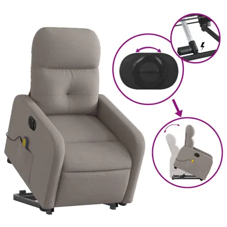 Fauteuil inclinable de massage électrique Taupe Tissu