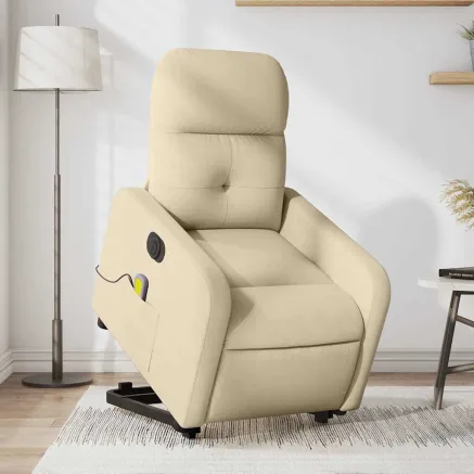 Fauteuil inclinable de massage électrique Crème Tissu