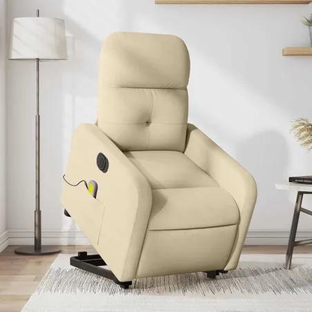 Fauteuil inclinable de massage électrique Crème Tissu