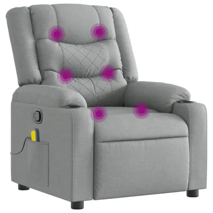 Fauteuil inclinable de massage en tissu gris clair 2