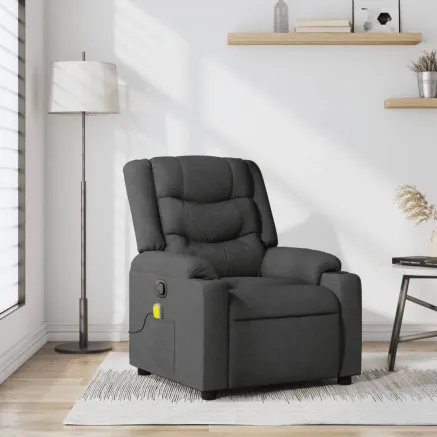 Fauteuil de massage inclinable gris foncé tissu