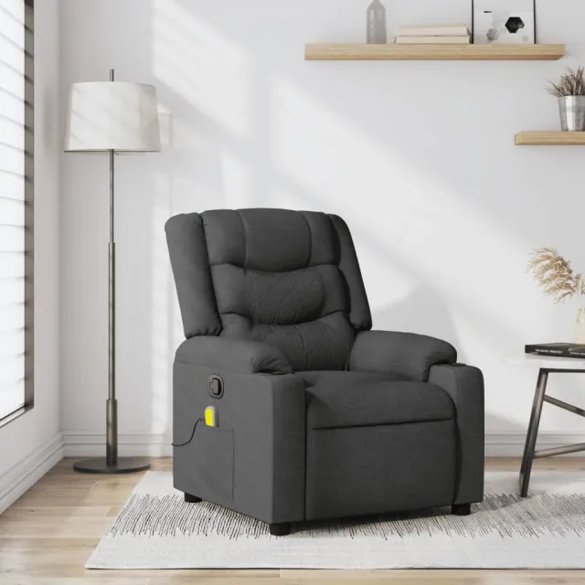 Fauteuil de massage inclinable gris foncé tissu