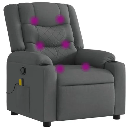 Fauteuil de massage inclinable gris foncé tissu 2