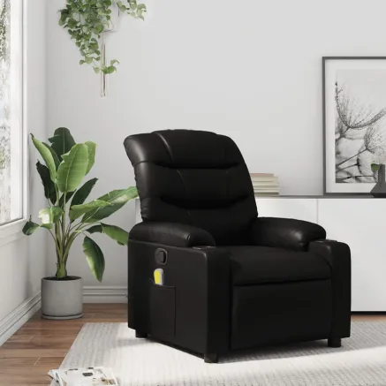 Fauteuil de massage inclinable noir similicuir