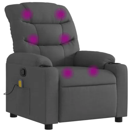 Fauteuil de massage inclinable gris foncé tissu 2