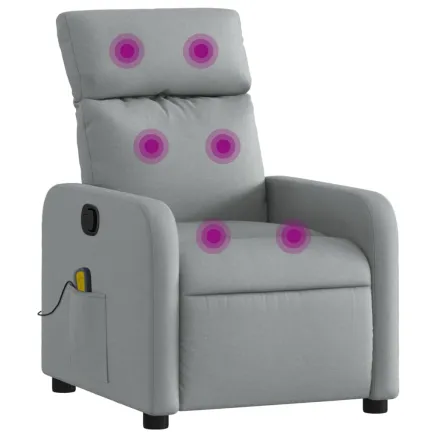 Fauteuil inclinable de massage en tissu gris clair 2