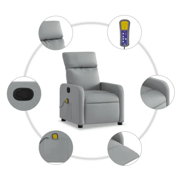 Fauteuil inclinable de massage en tissu gris clair