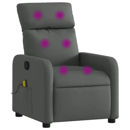Fauteuil inclinable de massage en tissu gris foncé 2