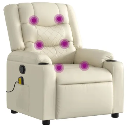 Fauteuil de massage inclinable crème similicuir 2