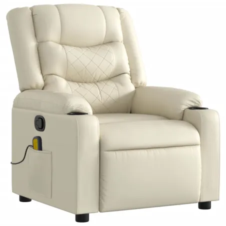 Fauteuil de massage inclinable crème similicuir
