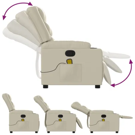 Fauteuil de massage inclinable crème similicuir