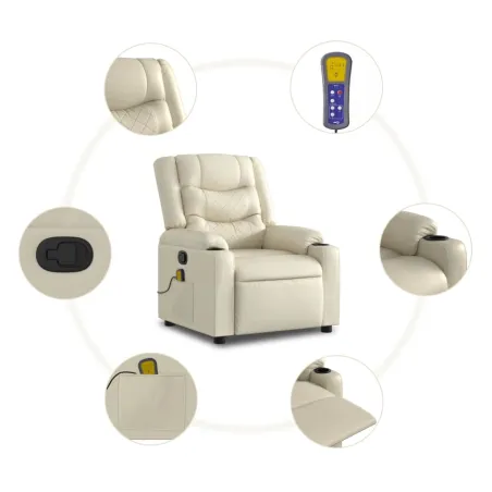 Fauteuil de massage inclinable crème similicuir