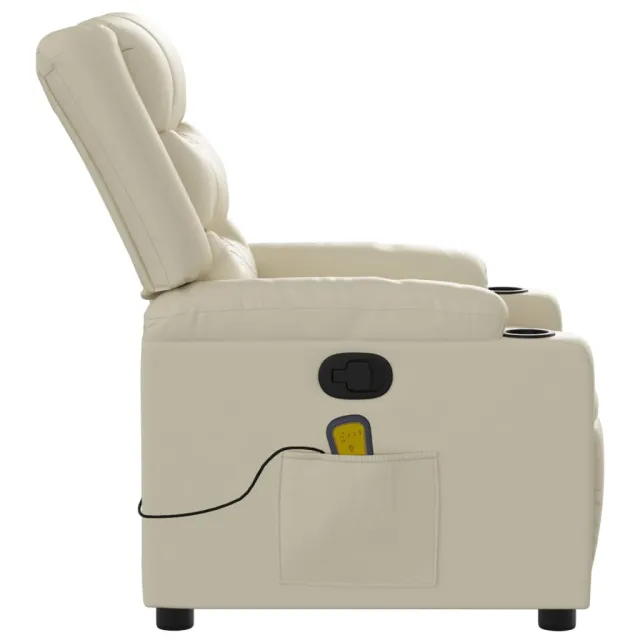Fauteuil de massage inclinable crème similicuir
