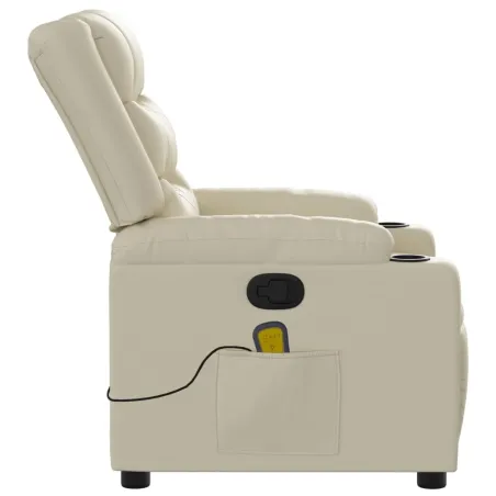 Fauteuil de massage inclinable crème similicuir