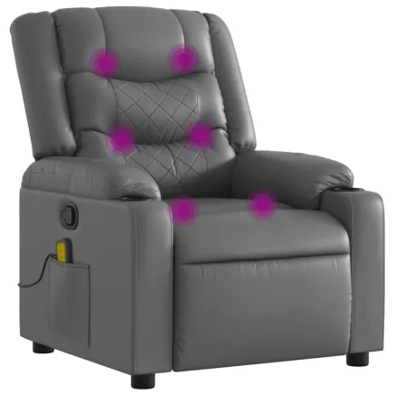 Fauteuil de massage inclinable gris similicuir 2