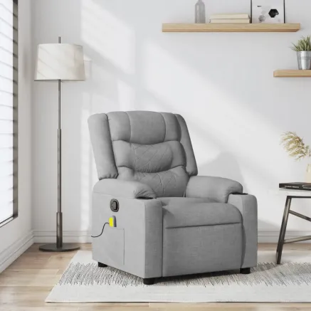 Fauteuil inclinable de massage en tissu gris clair