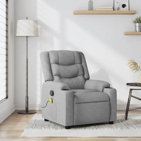 Fauteuil inclinable de massage en tissu gris clair