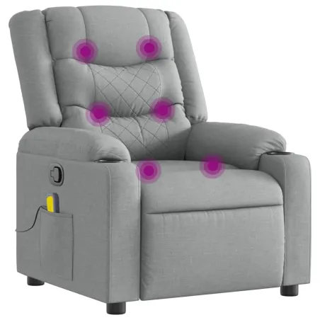 Fauteuil inclinable de massage en tissu gris clair