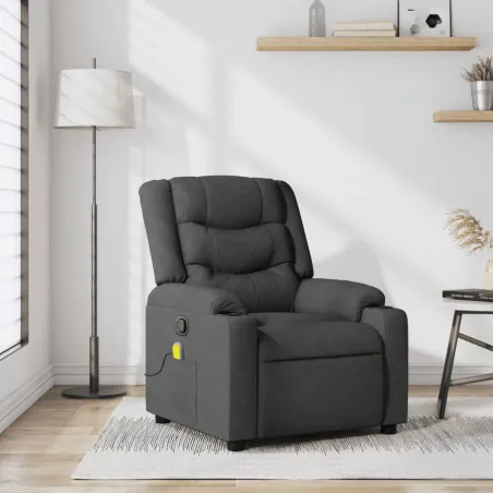 Fauteuil inclinable de massage gris foncé tissu