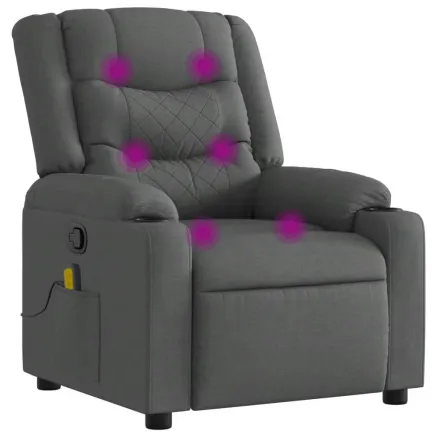 Fauteuil inclinable de massage gris foncé tissu 2