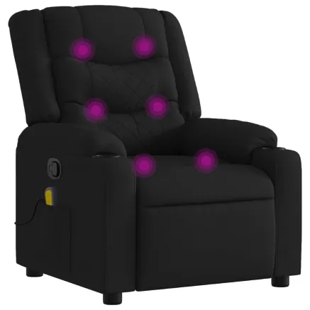 Fauteuil inclinable de massage noir tissu 2