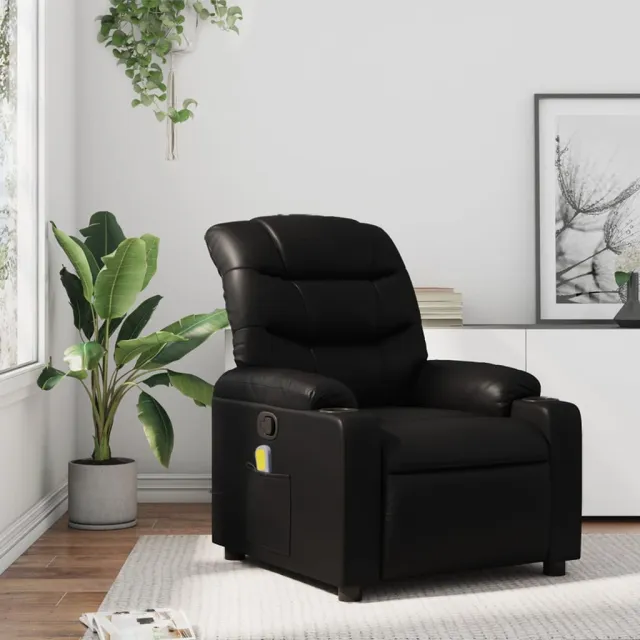 Fauteuil de massage inclinable noir similicuir