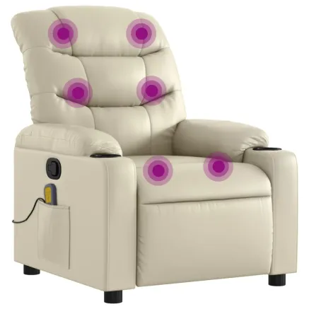 Fauteuil de massage inclinable crème similicuir 2