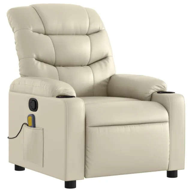 Fauteuil de massage inclinable crème similicuir