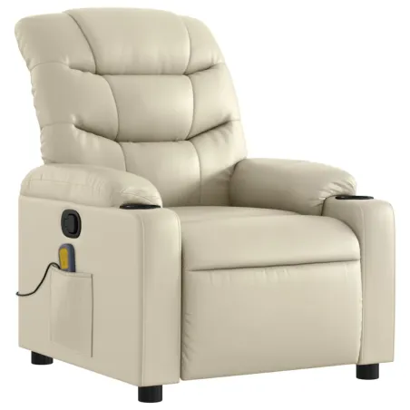Fauteuil de massage inclinable crème similicuir
