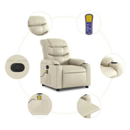 Fauteuil de massage inclinable crème similicuir