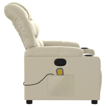 Fauteuil de massage inclinable crème similicuir