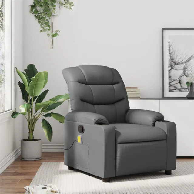 Fauteuil de massage inclinable gris similicuir