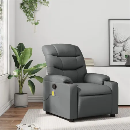 Fauteuil de massage inclinable gris similicuir