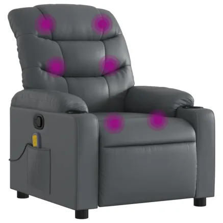 Fauteuil de massage inclinable gris similicuir 2