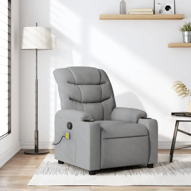 Fauteuil inclinable de massage gris clair tissu