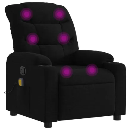 Fauteuil inclinable de massage noir tissu 2