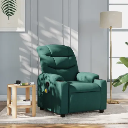 Fauteuil inclinable de massage vert foncé tissu
