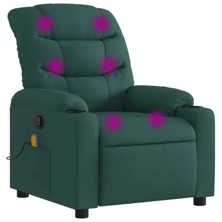 Fauteuil inclinable de massage vert foncé tissu 2