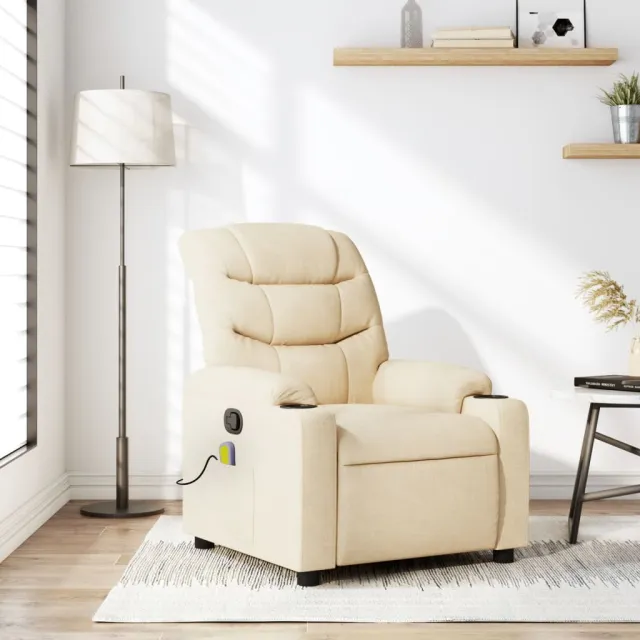 Fauteuil inclinable de massage crème tissu