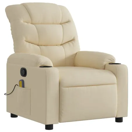 Fauteuil inclinable de massage crème tissu
