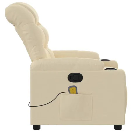 Fauteuil inclinable de massage crème tissu