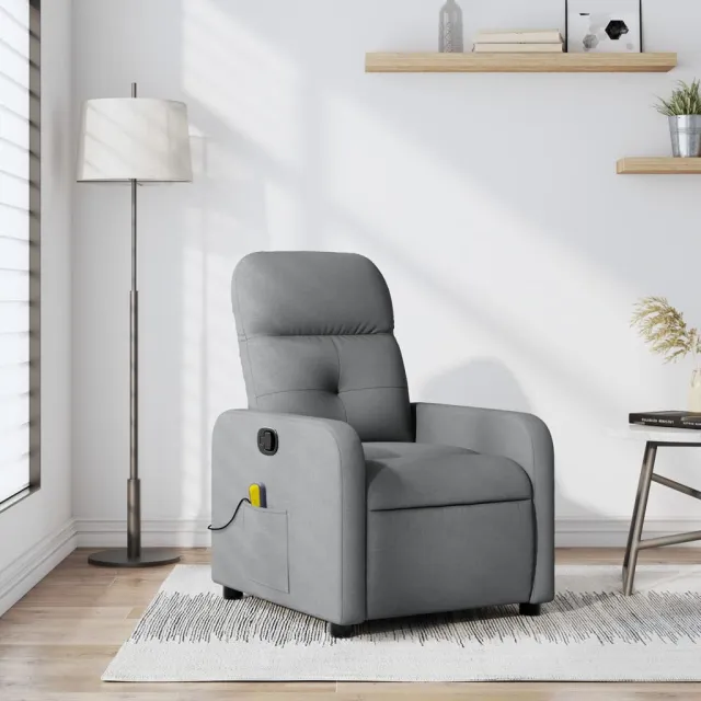 Fauteuil inclinable de massage gris clair tissu