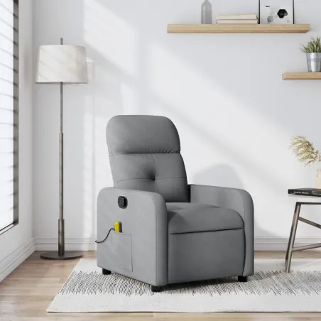 Fauteuil inclinable de massage gris clair tissu