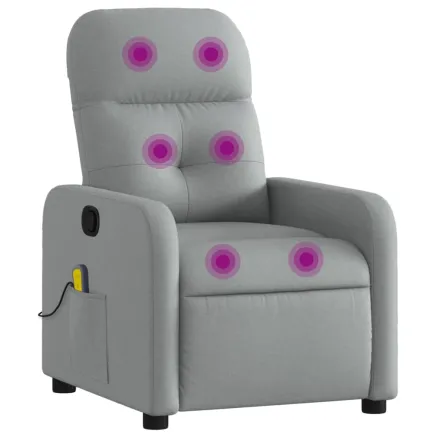 Fauteuil inclinable de massage gris clair tissu 2