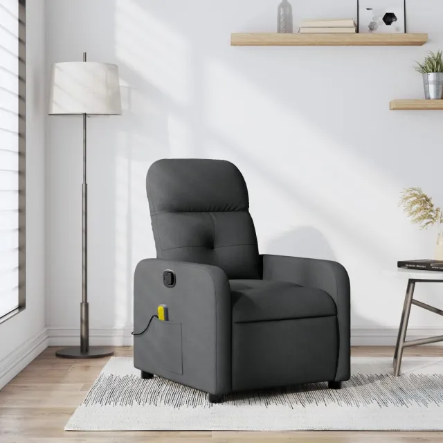 Fauteuil inclinable de massage gris foncé tissu