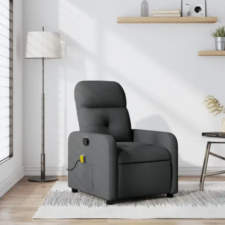 Fauteuil inclinable de massage gris foncé tissu