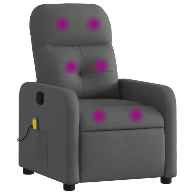 Fauteuil inclinable de massage gris foncé tissu