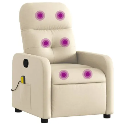 Fauteuil inclinable de massage crème tissu 2