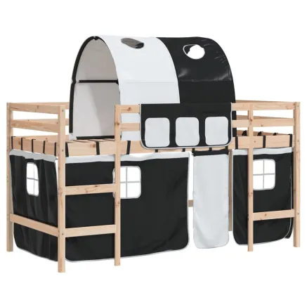 Lit mezzanine enfants avec tunnel sans matelas 90x190 cm 2